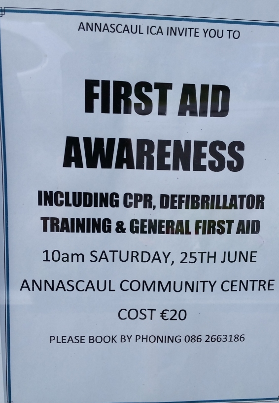 CPR and Difibrillator Training day  Annascaul 25/6/16  10am